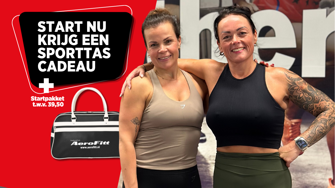 Sporttas cadeau oktober Twee sporters bij AeroFitt: sporttas en startpakket cadeau bij een 12-maanden FeelGood-lidmaatschap